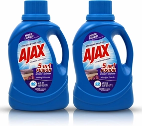Ajax 5-in-1 Fusion Liquid Laundry Detergent – Totally Awesome Cleaner with Deep Clean Power, Odor & Stain Remover, Fabric Conditioner, HE Compatible, Midnight Freesia Scent, 60oz (Pack of 2), 80 Loads