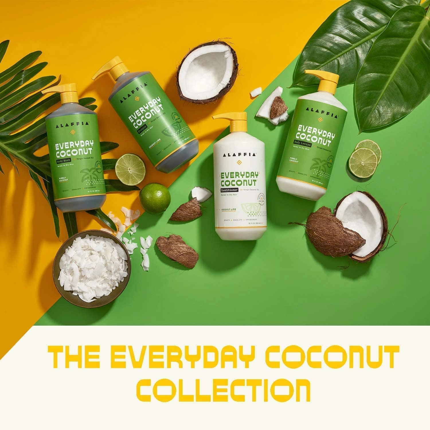 Alaffia Everyday Coconut Conditioner 2-Pack – Moisturizing Coconut Oil & Ginger Extract, Normal to Dry Hair, Curly Styles, 32 Oz Ea