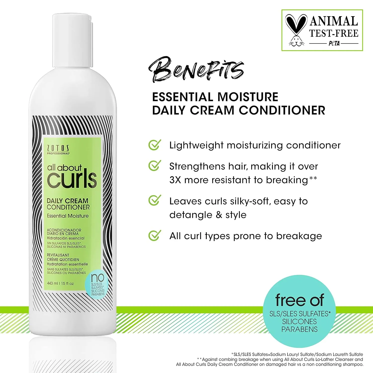 ALL ABOUT CURLS Daily Cream Conditioner | For Curly Hair | Essential Moisture | Strengthens & Softens | 3X Resistance to Breaking | Cruelty Free | Sulfate & Paraben Free