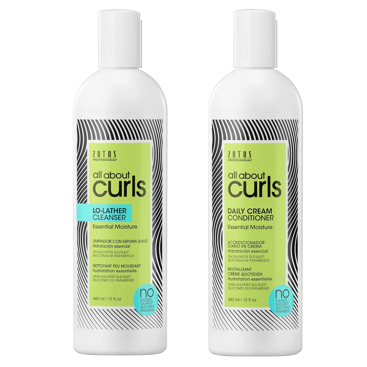 All About Curls Lo-Lather Cleanser Shampoo & Daily Cream Conditioner | Essential Moisture | Gentle Cleansing | Slightly Sudsy | All Curly Hair Types