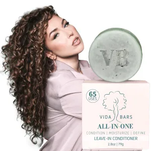 All-in-One Leave In Conditioner Bar for Curly Hair | All Natural Moisturizing Solid Conditioner | Color Safe, Vegan, Sulfate Free, Paraben Free, Handmade in the USA (Blue Tansy Flower Scent)