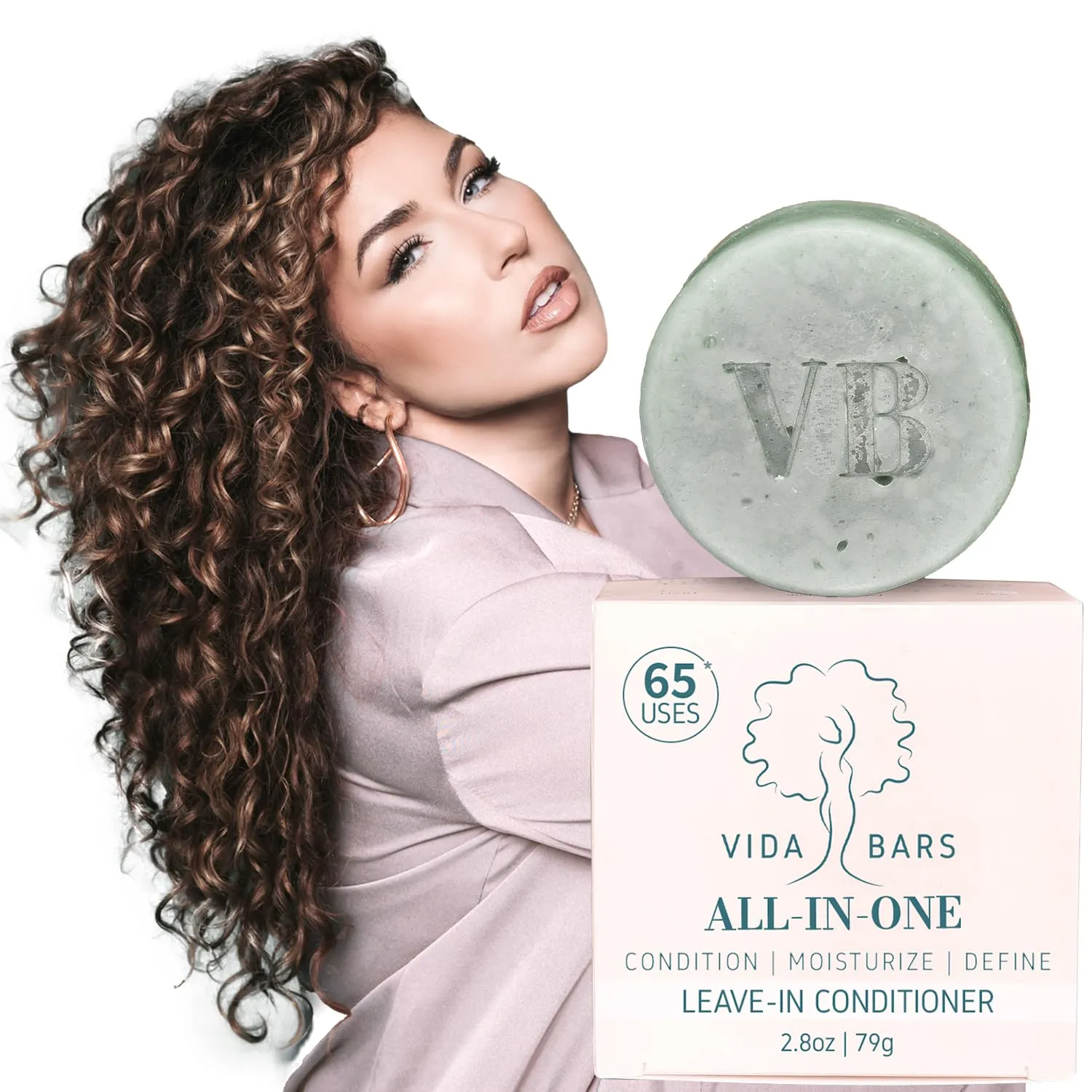 All-in-One Leave In Conditioner Bar for Curly Hair | All Natural Moisturizing Solid Conditioner | Color Safe, Vegan, Sulfate Free, Paraben Free, Handmade in the USA (Blue Tansy Flower Scent)