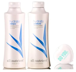 All Nutrient Hydrate Shampoo & Conditioner DUO Set, replenishes moisture (with Sleek Compact Mirror) (25 oz / 750ml Large DUO Kit)