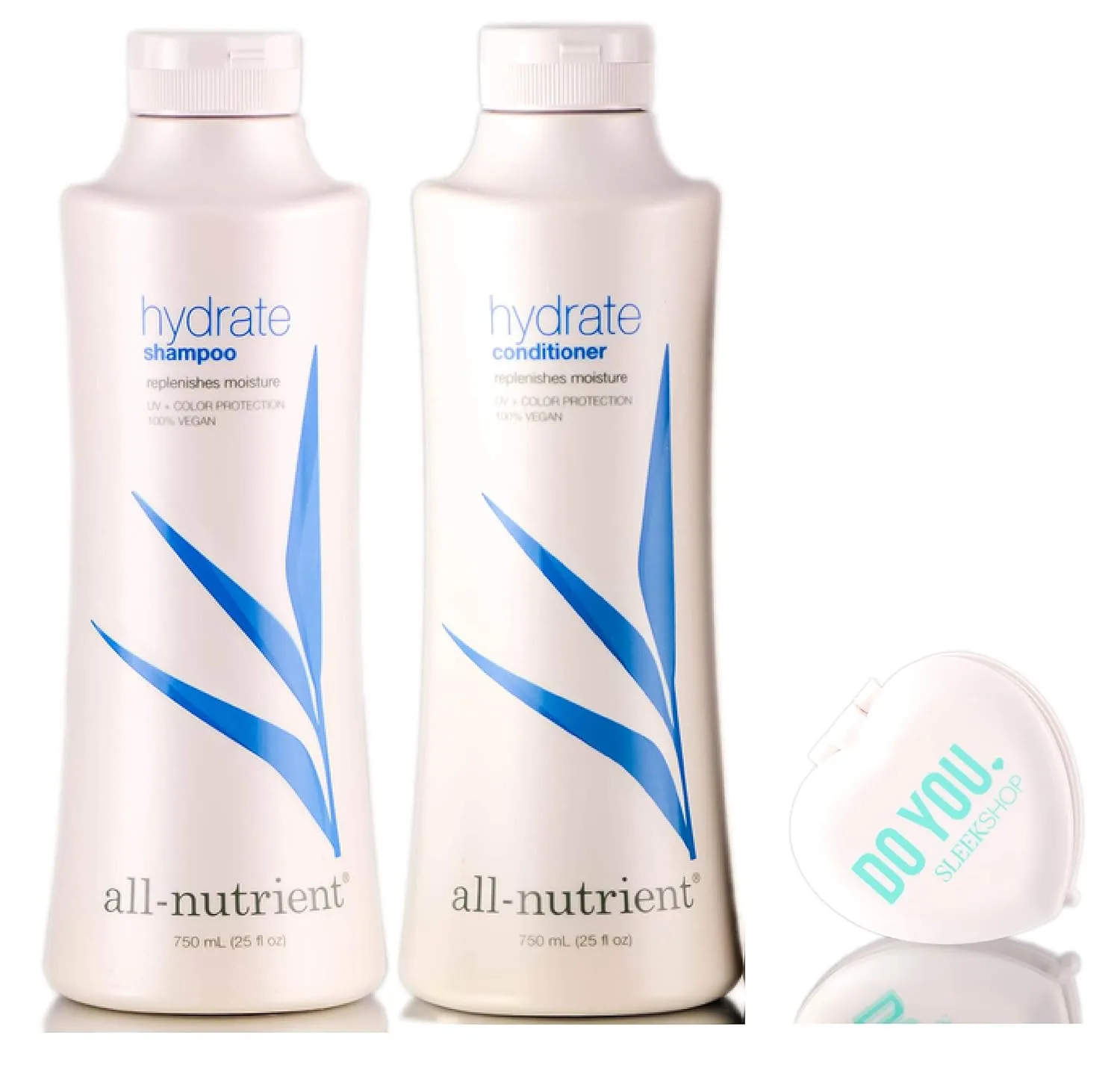 All Nutrient Hydrate Shampoo & Conditioner DUO Set, replenishes moisture (with Sleek Compact Mirror) (25 oz / 750ml Large DUO Kit)