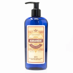 All in One Body and Beard Wash, Hair Shampoo & Body Wash - Enriched with Aloe Vera, Vitamin B5, Oat Proteins for Complete Beard & Body Care, Conditions, Hydrates & Softens Hair - Amande 228 g (8oz)