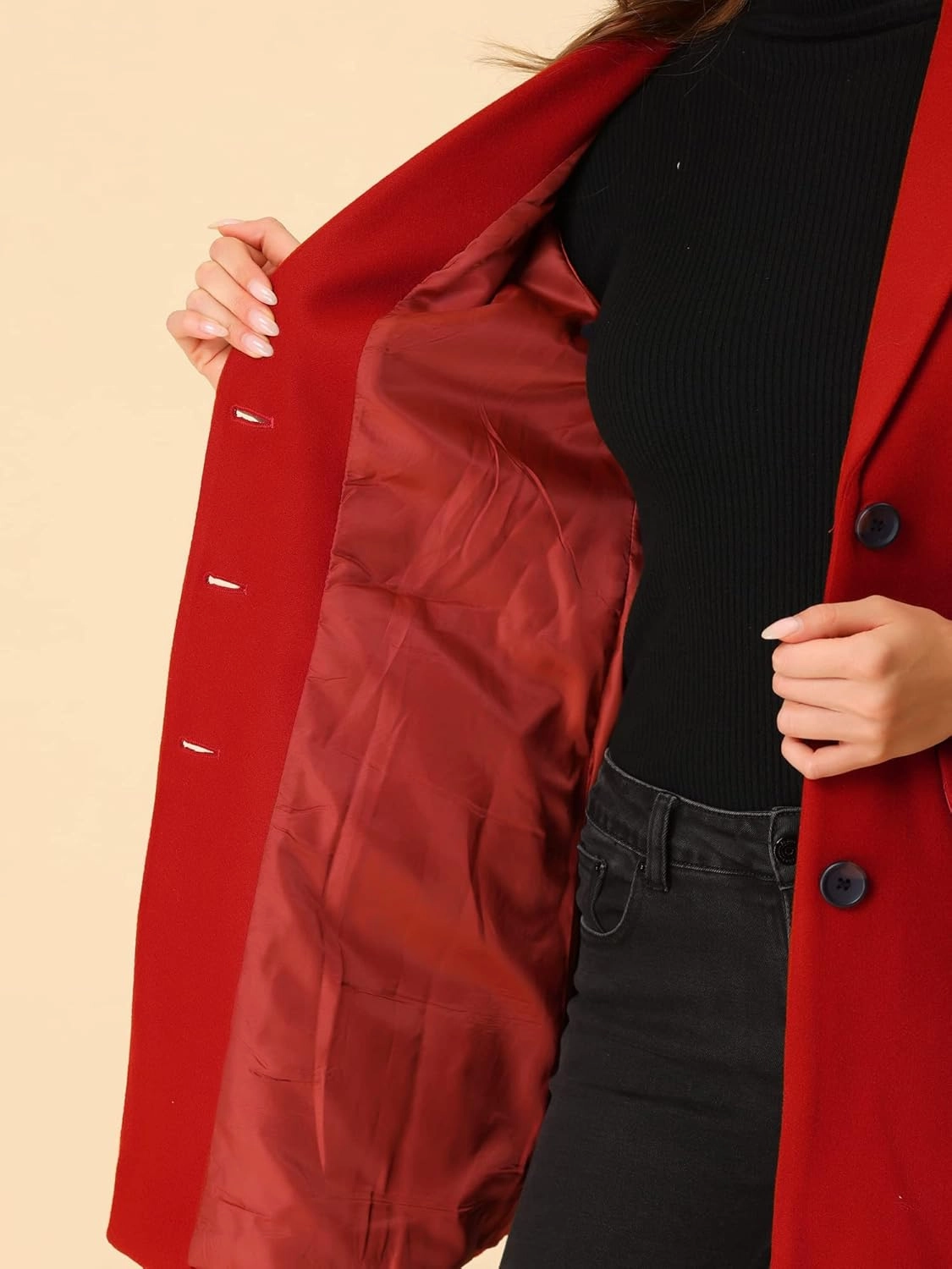 Allegra K Women's 2024 Pea Coat Single Breasted Long Winter Coats for Women