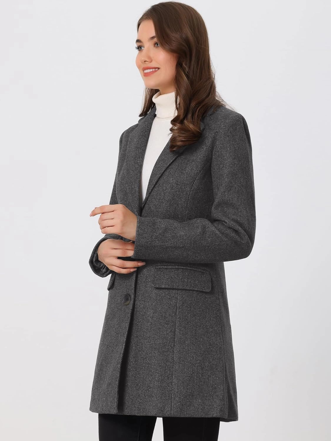 Allegra K Women's 2024 Pea Coat Single Breasted Long Winter Coats for Women