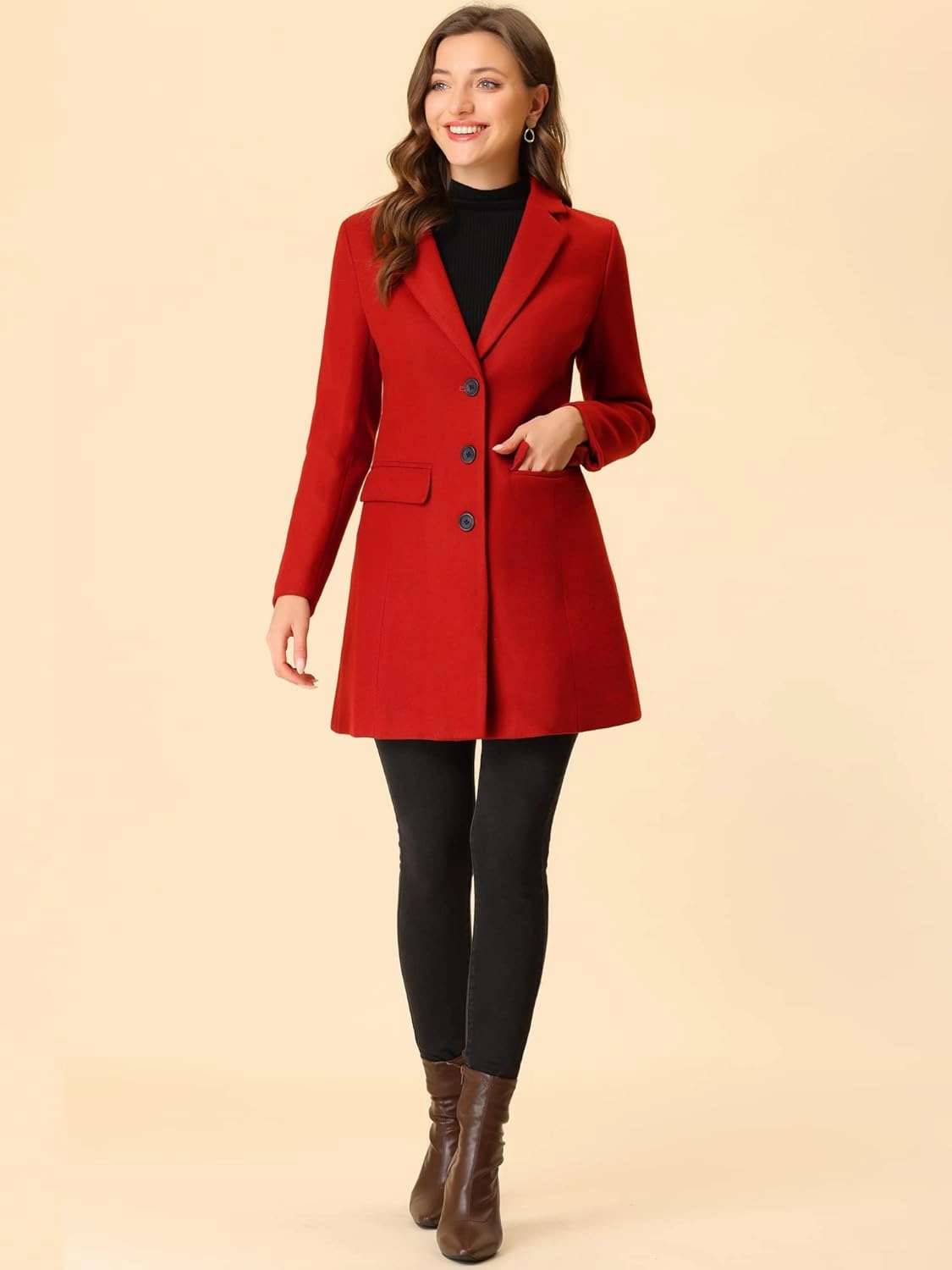 Allegra K Women's 2024 Pea Coat Single Breasted Long Winter Coats for Women