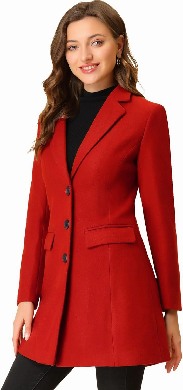 Allegra K Women's 2024 Pea Coat Single Breasted Long Winter Coats for Women