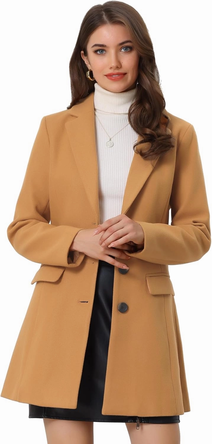 Allegra K Women's 2024 Pea Coat Single Breasted Long Winter Coats for Women