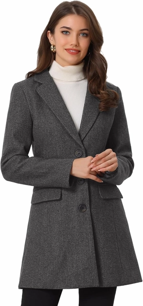 Allegra K Women's 2024 Pea Coat Single Breasted Long Winter Coats for Women