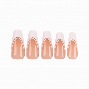Allkem Soft Gel Nail Tips - Medium Long Double French Ballerina Nail Extensions Kit - 12 Sizes Long Full Cover Nails - Neutrals - Bold (240 Pieces)