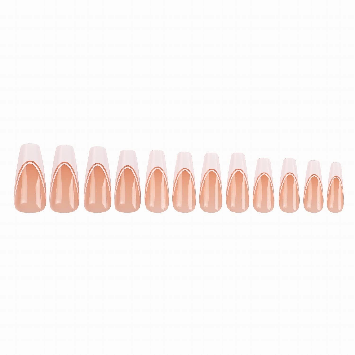 Allkem Soft Gel Nail Tips - Medium Long Double French Ballerina Nail Extensions Kit - 12 Sizes Long Full Cover Nails - Neutrals - Bold (240 Pieces)