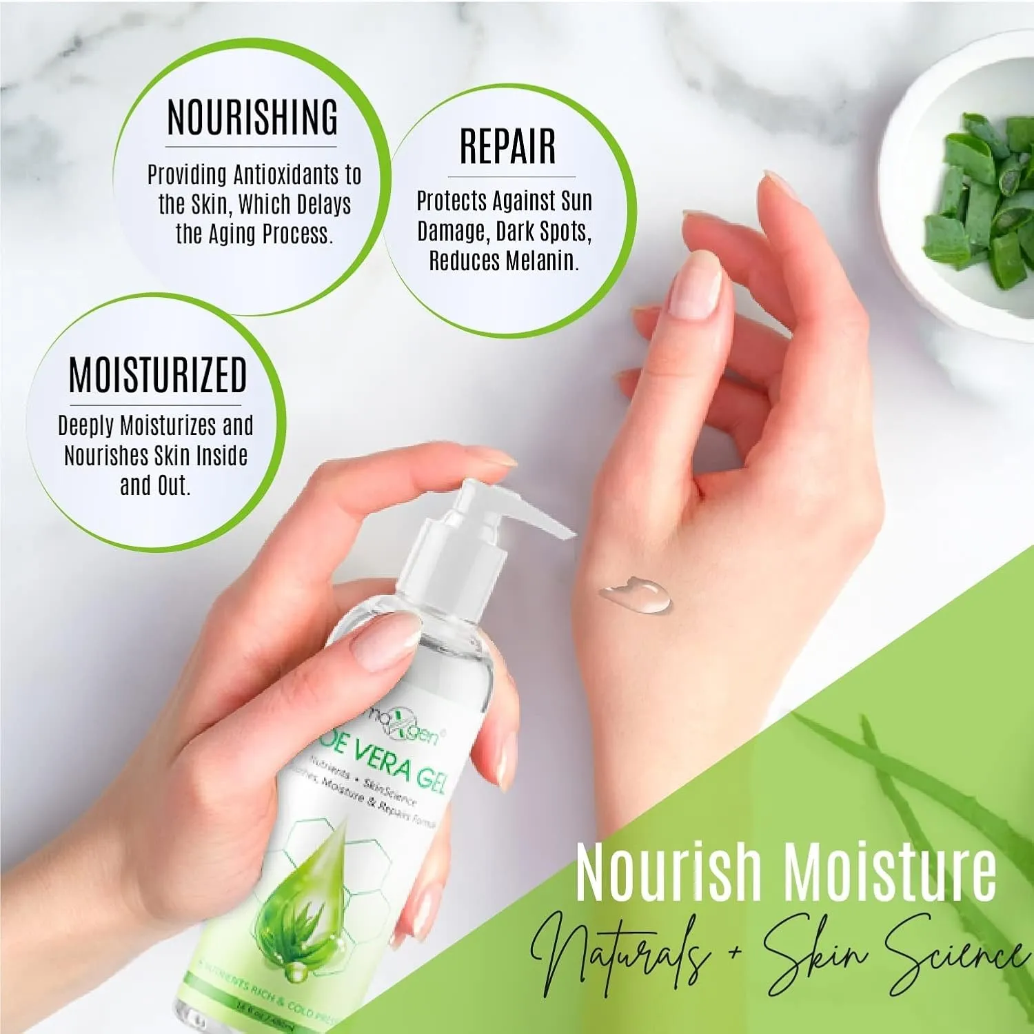 Aloe Vera Gel with Witch Hazel, Vitamin C, and Vitamin E - Skin Soothes, Moisture, and Repair Formula for Face and Body - Nutrient-Rich, Organic 100% Pure Aloe Vera - 16 FL OZ