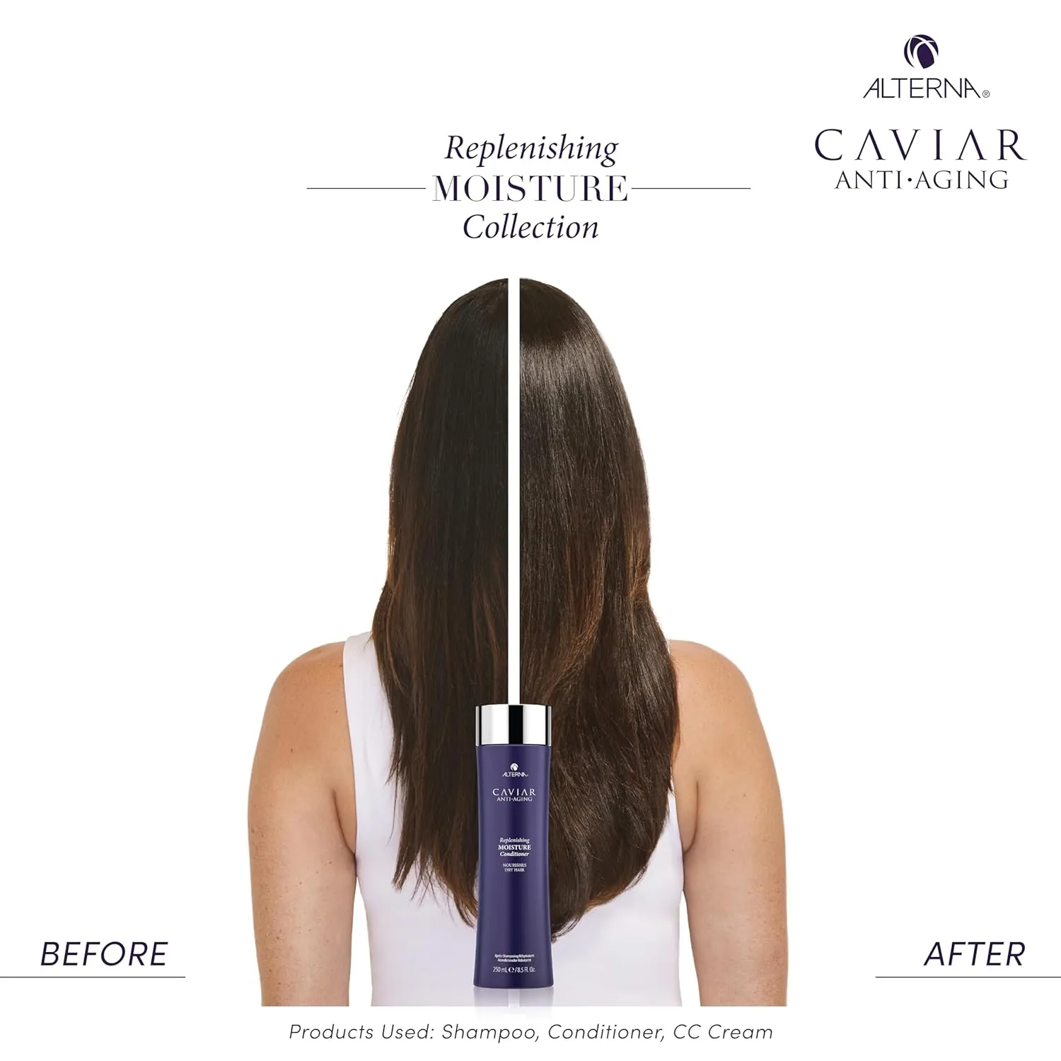 Alterna Haircare CAVIAR Anti-Aging Replenishing Moisture Shampoo and Conditioner Set, 16.5 Fl Oz | Protects, Restores and Hydrates | Sulfate Free