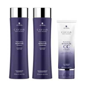 Alterna Haircare CAVIAR Anti-Aging Replenishing Moisture Shampoo, Conditioner, CC Cream Regimen Starter Set | Protects, Restores and Hydrates | Sulfate Free