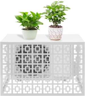 Aluminum Alloy Air Conditioner Freestanding Louvered Space Divider Air Conditioner Fence Outdoor Metal Privacy Fence Cover for Different Sized (White/39.37 “L x 19.69 ”W/Hollow Design)