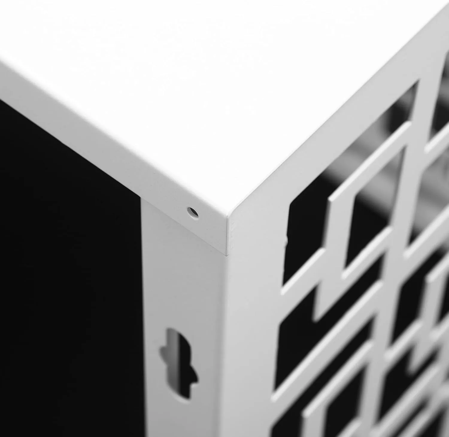 Aluminum Alloy Air Conditioner Freestanding Louvered Space Divider Air Conditioner Fence Outdoor Metal Privacy Fence Cover for Different Sized (White/39.37 “L x 19.69 ”W/Hollow Design)
