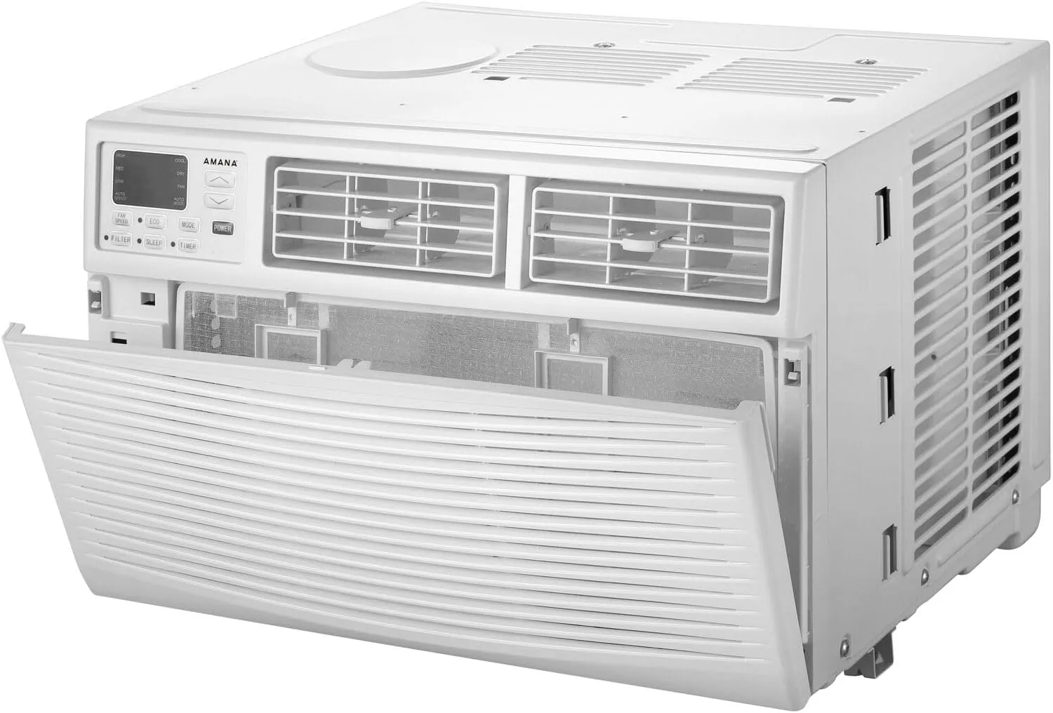 Amana 8,000 BTU Window Air Conditioner with Dehumidifier, 115V, Window AC for Rooms up to 350 Sq. Ft., Bedrooms, Bathrooms, and Nurseries with Remote Control, Digital Display, Timer, 3 Cooling Speeds