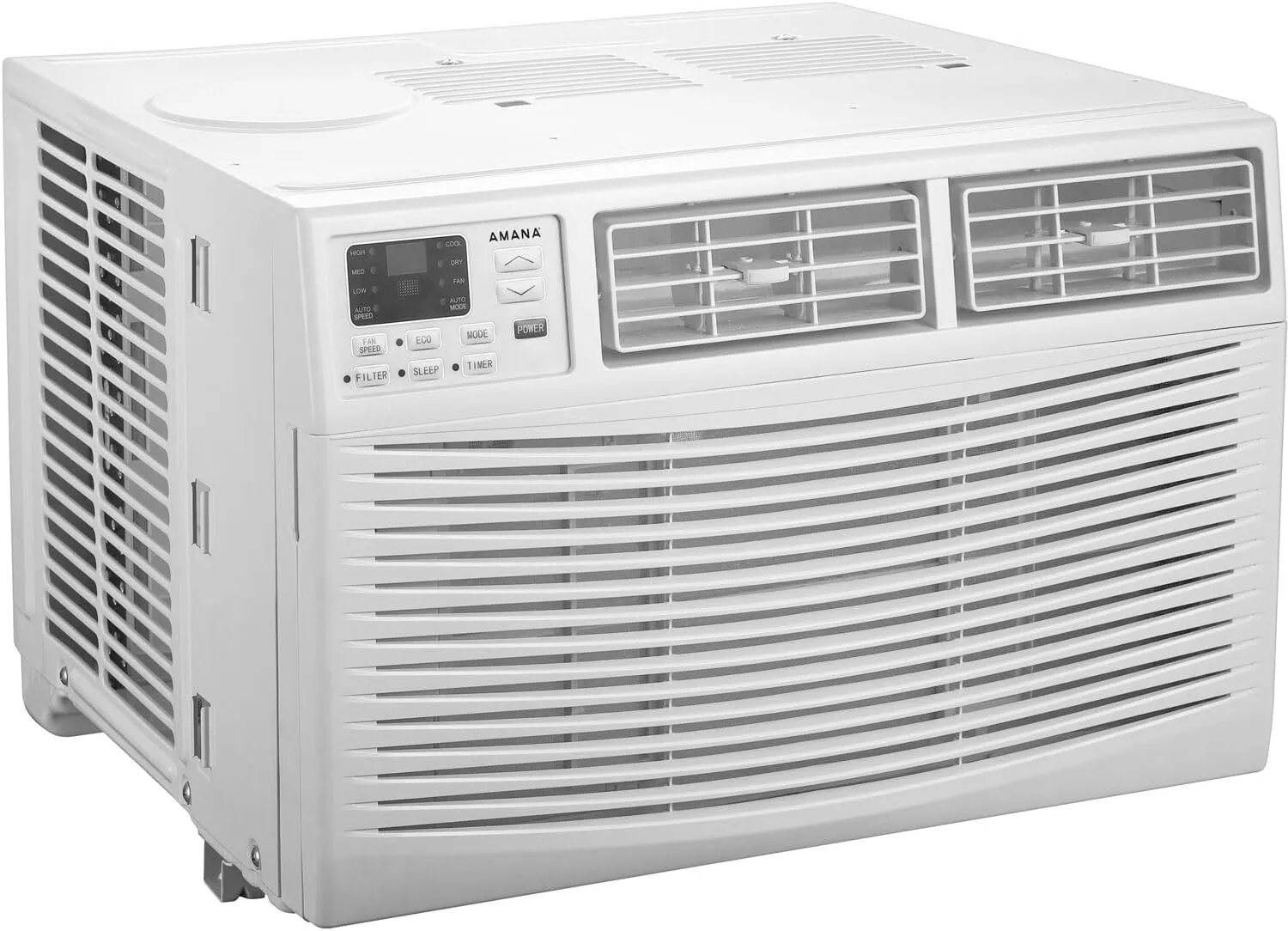Amana 8,000 BTU Window Air Conditioner with Dehumidifier, 115V, Window AC for Rooms up to 350 Sq. Ft., Bedrooms, Bathrooms, and Nurseries with Remote Control, Digital Display, Timer, 3 Cooling Speeds