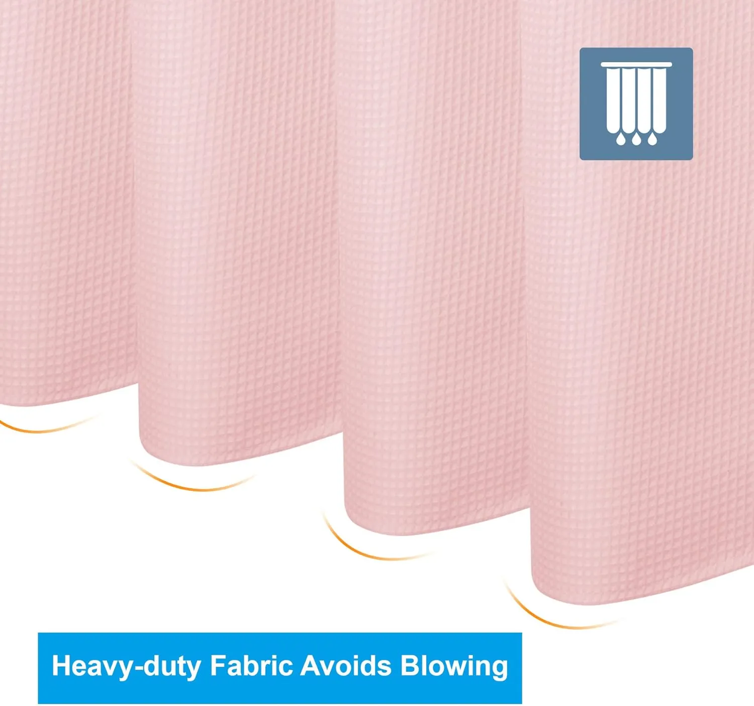 AmazerBath Blush Pink Shower Curtain Fabric, Waffle Shower Curtain Heavy Duty 240GSM, Hotel Quality Bathroom Shower Curtains, 72 x 72 Inches
