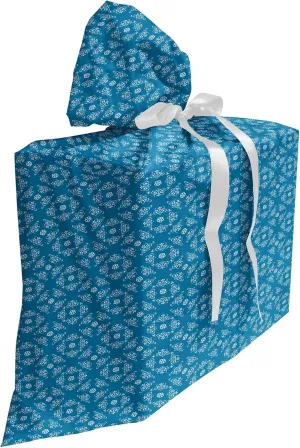 Ambesonne Blue Paisley Fabric Gift Bag, Symmetrical Arrangement Curlicue Style Bicolored Illustration Pattern, Present Sack for Parties Birthdays with 3 Ribbons, 27, Sea Blue Pale Blue
