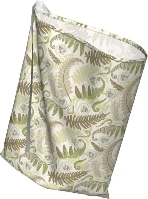 Ambesonne Botany Gift Bag, Fern Leaves Curlicue Botanical Adornments Print on Pastel Background, Fabric Party Favor Pouch with 3 Ribbons, 27, Eggshell and Dark Tan