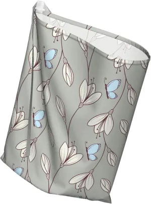 Ambesonne Butterfly Gift Bag, Spring Foliage with Leaves Flourish Inspiration Refreshment Pattern, Fabric Party Favor Pouch with 3 Ribbons, 27, Dust and Dark Maroon
