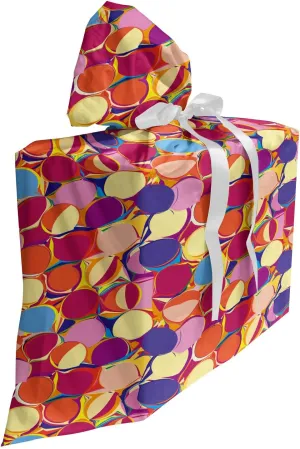 Ambesonne Colorful Gift Bag, Abstract Concept Grunge Circular Shapes Pattern in Chaotic Paint Geometric Art, Fabric Party Favor Pouch with 3 Ribbons, 27, Multicolor