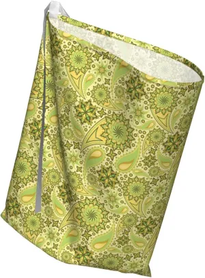 Ambesonne Ethnic Fabric Gift Bag, Traditional Paisley Oriental Leaves Bohemian Motif Inspirations, Present Sack fors Birthdays with 3 Ribbons, 27" X 32", Avocado Green
