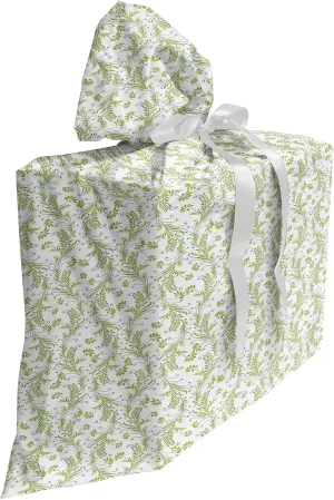 Ambesonne Flower Fabric Gift Bag, Paisley Leaf Antique Stem Swirl Traditional Damask Fashion Stylize Flora, Present Sack for Parties Birthdays with 3 Ribbons, 27, Green Black White