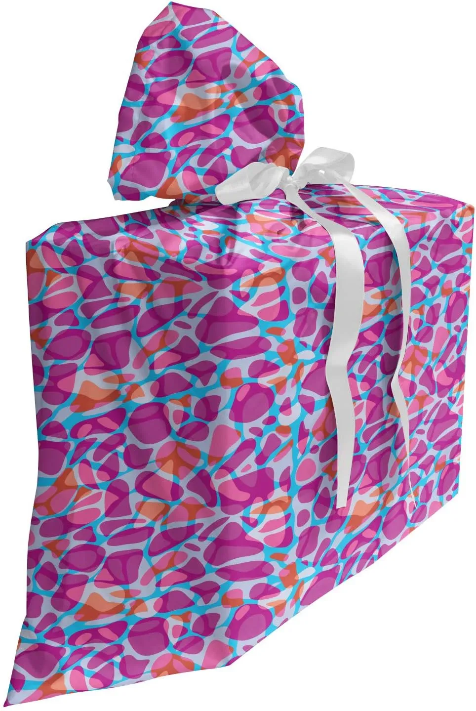 Ambesonne Geometrical Gift Bag, Abstract Colorful Modern Ornamental Numerous Spots Stains Dots Demonstration, Fabric Party Favor Pouch with 3 Ribbons, 27, Multicolor