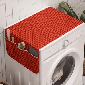 Ambesonne Modern Washing Machine Organizer Pack of 2, Knitting Look Design Repeating Pattern with Warm Orangish Tones Art Print, Anti-Slip Cover for Washers Dryers, 47" x 18.5", Vermilion and Peach