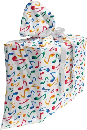 Ambesonne Music Fabric Gift Bag, Musical Notes Melody Beats Watercolor Radio Rhythm Vibes Design, Present Sack for Parties Birthdays with 3 Ribbons, 27, Multicolor