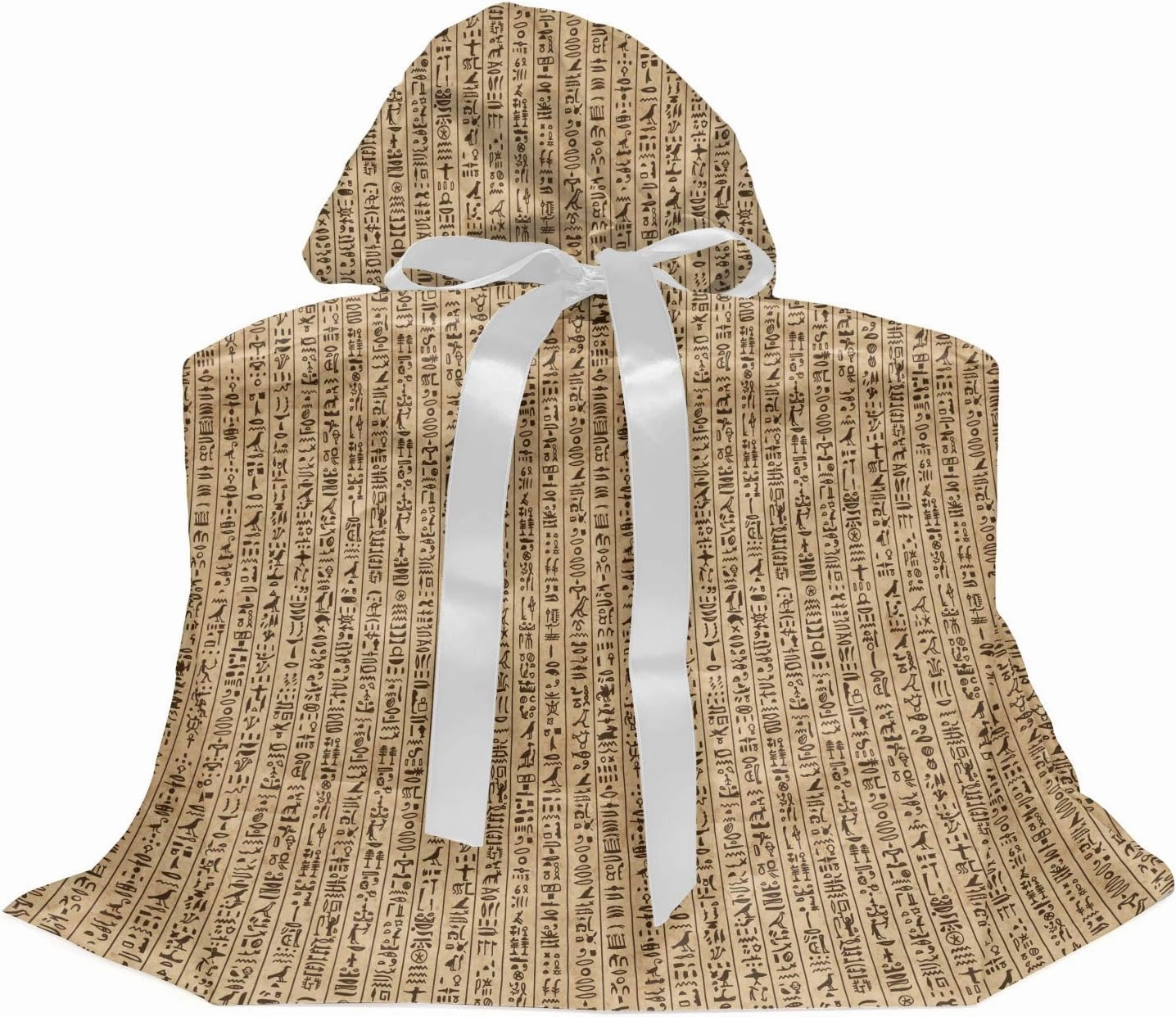 Ambesonne Egyptian Print Fabric Gift Bag, Hieroglyphs Grunge Pattern on Stripes Archeology History Language, Present Sack for Parties Birthdays with 3 Ribbons, 27, Sand Brown Black