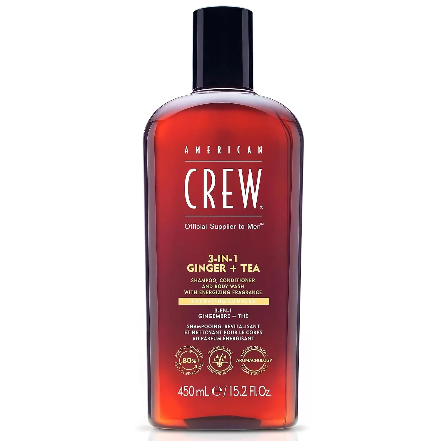 AMERICAN CREW 3-IN-1 GINGER   TEA Shampoo, Conditioner and Body Wash, 15.2 Fl Oz (Pack of 1)