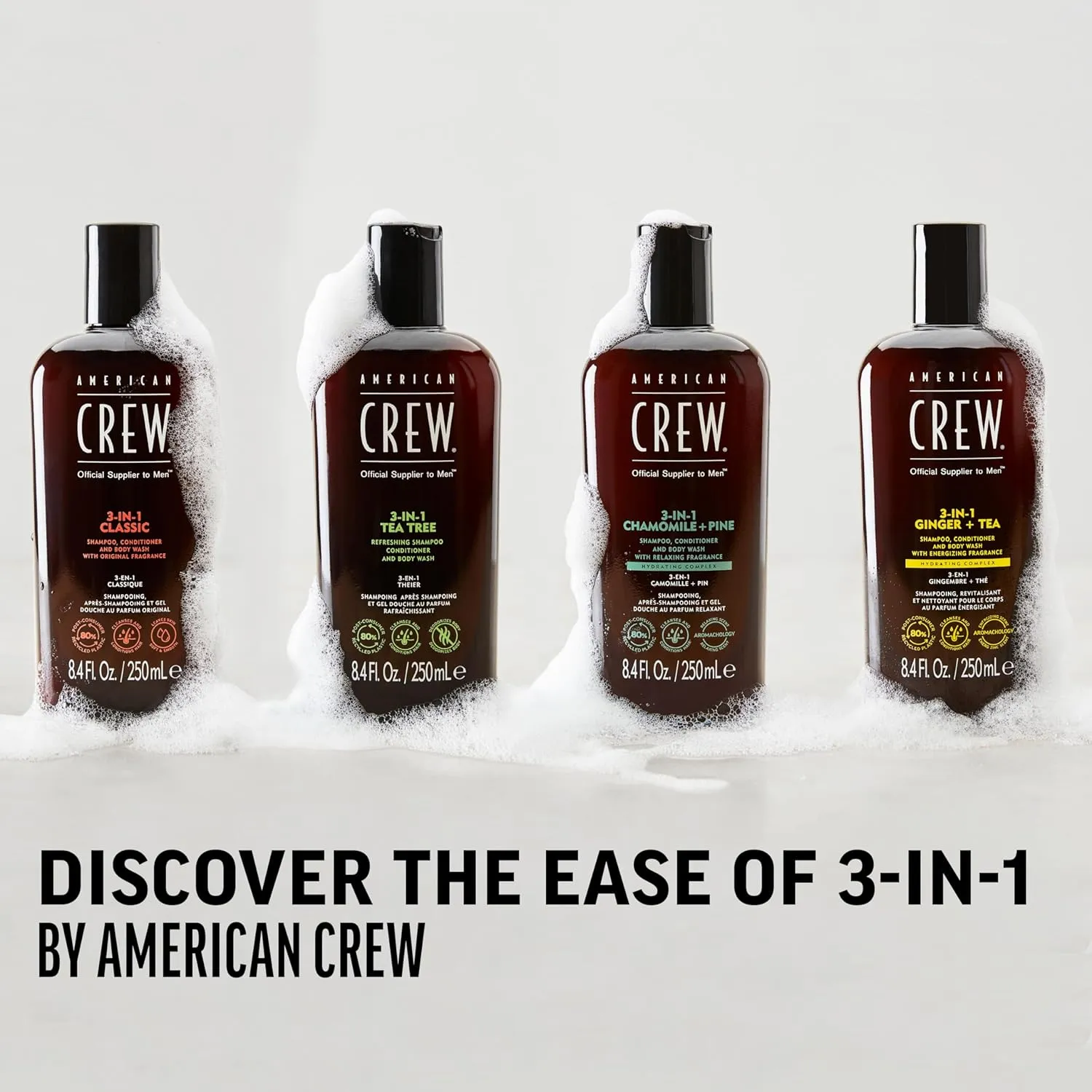 American Crew Shampoo, Conditioner & Body Wash for Men, 3-in-1, 33.8 Fl Oz