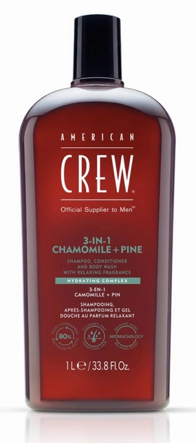 AMERICAN CREW 3-IN-1 CHAMOMILE   PINE Shampoo, Conditioner and Body Wash, 33.8 Fl Oz (Pack of 1)