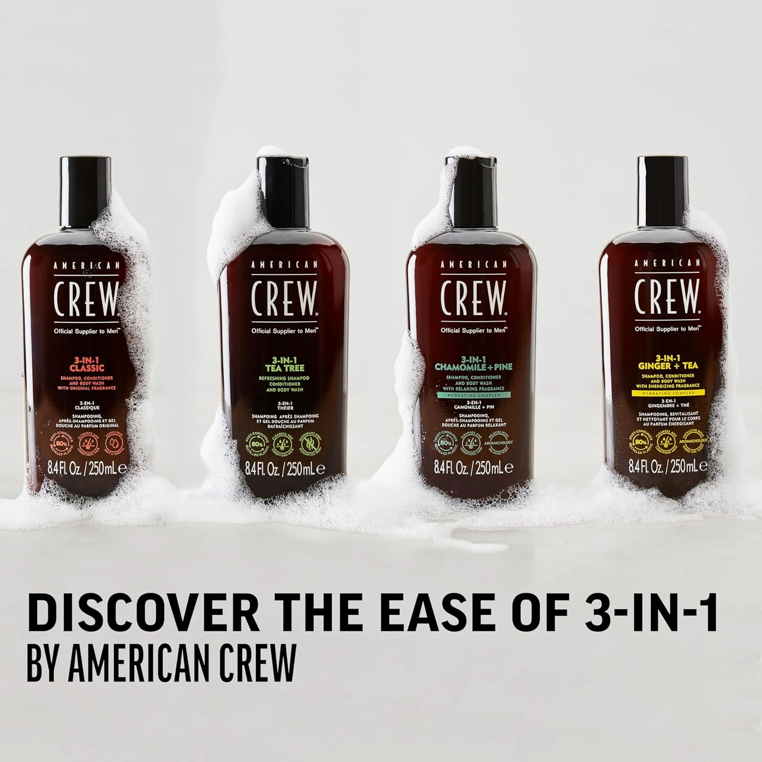 AMERICAN CREW 3-IN-1 CHAMOMILE   PINE Shampoo, Conditioner and Body Wash, 33.8 Fl Oz (Pack of 1)