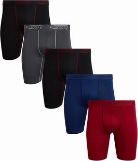 AND1 Mens Boxer Briefs - 5 Pack Performance Stretch Mens Underwear Long Leg Boxers for Men with Contour Pouch (Sizes: S-3XL)
