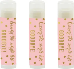 Andaz Press Blush Pink And Metallic Gold Confetti Polka Dots Bachelorette Party Bridal Shower, Lip Balm Favors, Kissing The Single Life Goodbye 12-Pack Bridesmaid Lip Gloss Bachelorette Favor