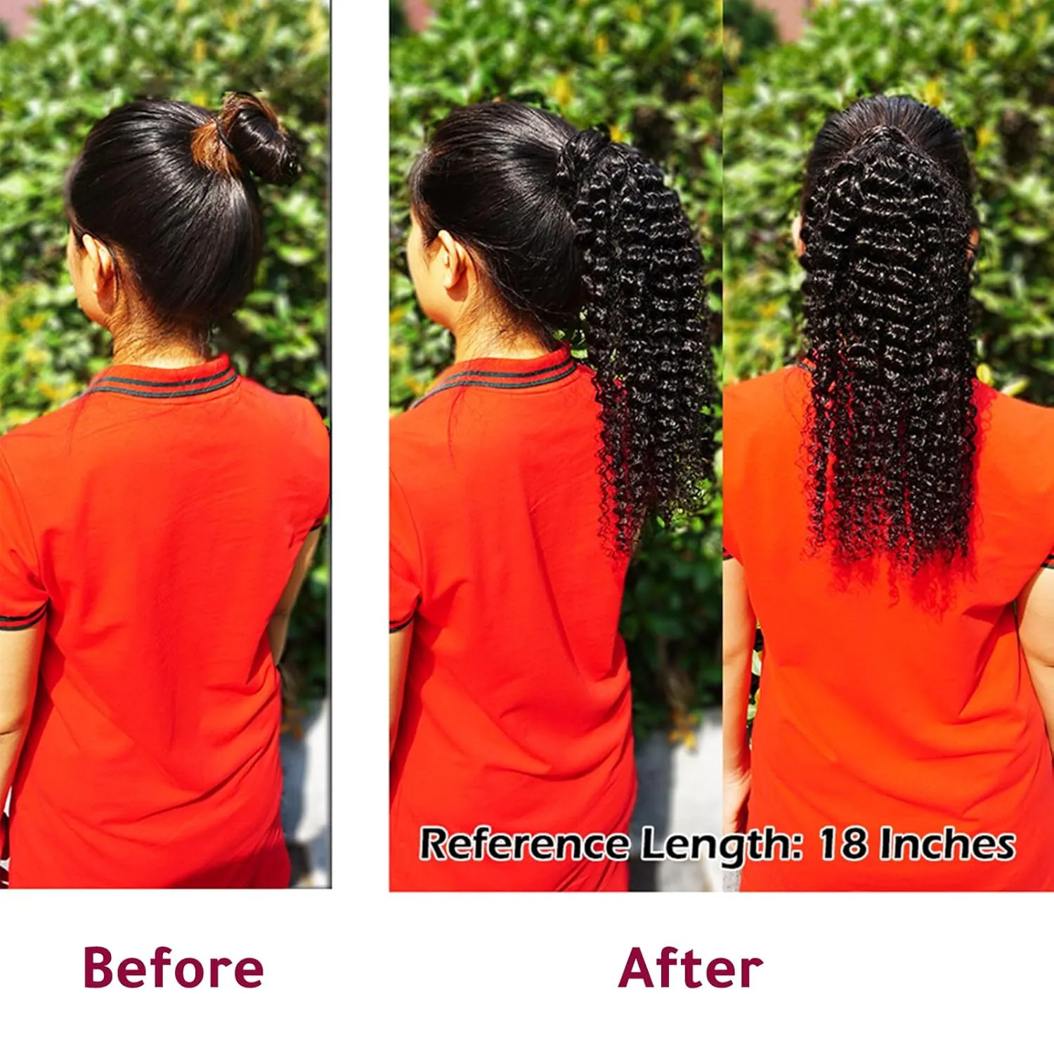 Annora Wrap Around Curly Human Hair Ponytail Extension for Women 100% Unprocessed Magic Paste Kinky Curly Ponytail Human Hair Extensions 1B Remy Pony Tail Hair Piece Natural Black Color 14 Inches