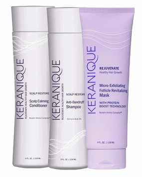 Anti Dandruff Shampoo & Scalp Restoring Conditioner and Micro Exfoliating Mask for Scalp & Hair by Keranique