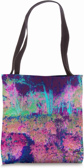 Artsy Impressionistic Purple and Hot Pink Garden Landscape Tote Bag