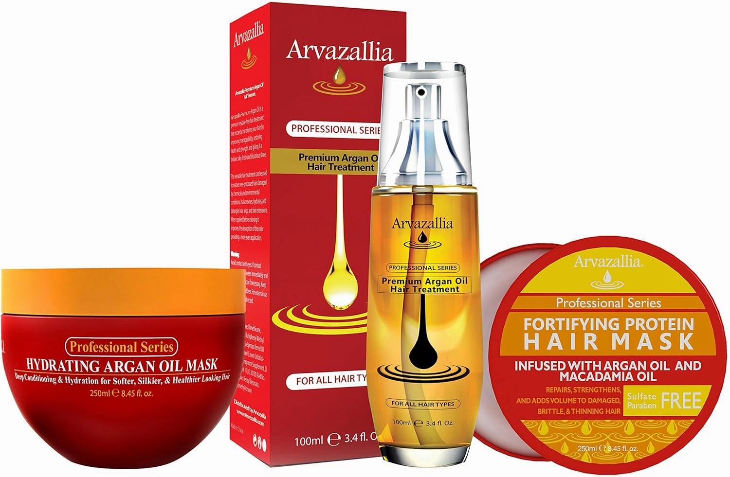 Arvazallia Argan Oil Hair Mask and Treatment Bundle - Hydrating Protein Mask with Premium Argan Oil for Damaged or Dry Hair Repair and Ultimate Hydration