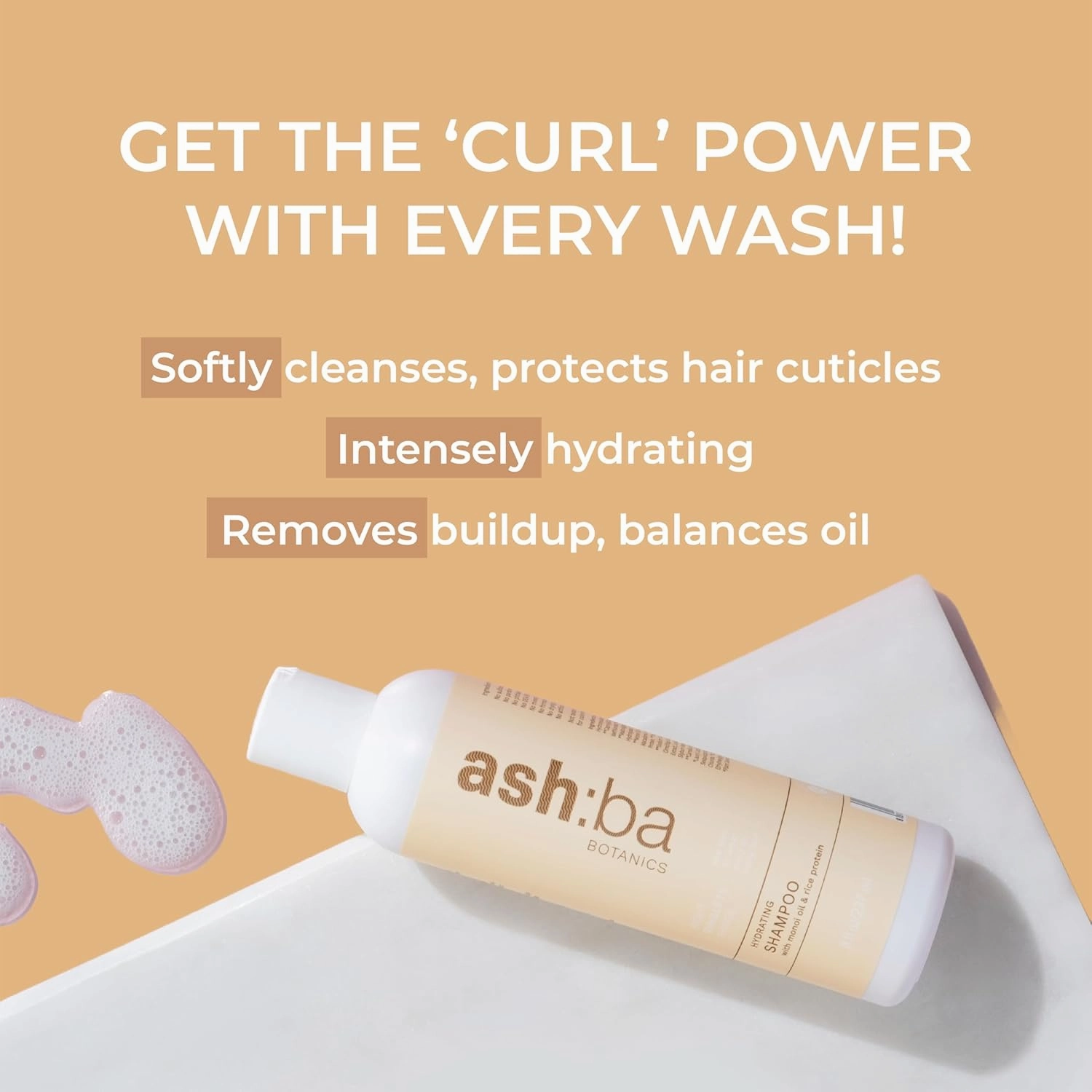 Ashba Botanics Hydrating Shampoo For Dry & Dehydrated Hair| Mildly Cleanses, Soothes Scalp With Green Tea Extract, Shea Butter | Hair Shampoo for Curly Hair | For Men & Women, Sulphate Free - 8 Fl Oz