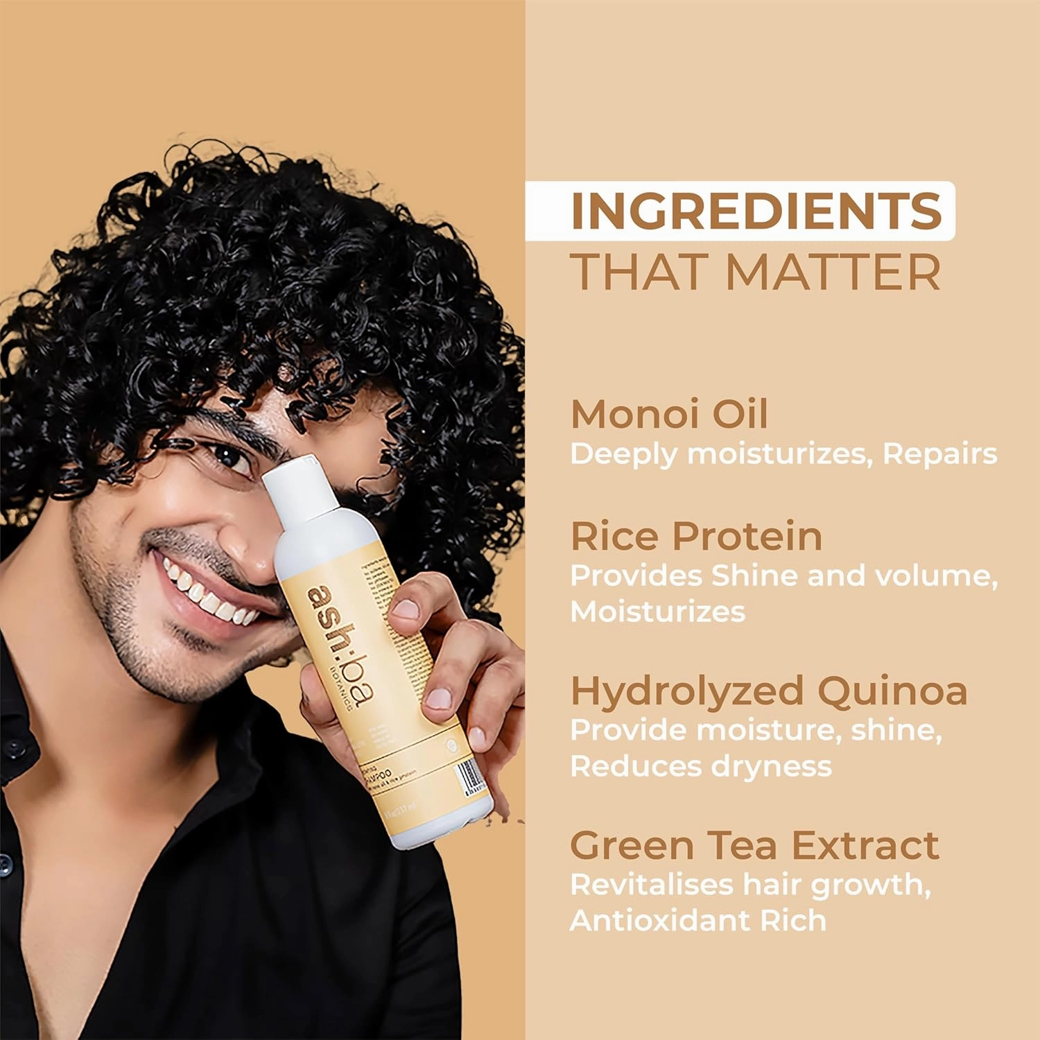 Ashba Botanics Hydrating Shampoo For Dry & Dehydrated Hair| Mildly Cleanses, Soothes Scalp With Green Tea Extract, Shea Butter | Hair Shampoo for Curly Hair | For Men & Women, Sulphate Free - 8 Fl Oz