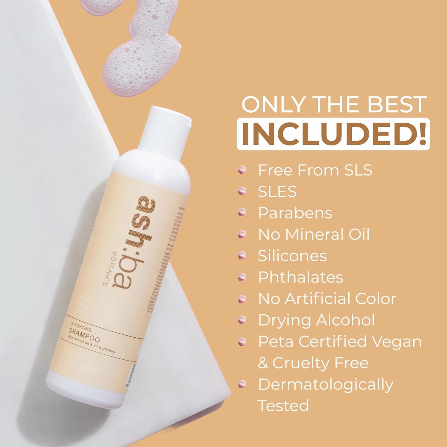 Ashba Botanics Hydrating Shampoo For Dry & Dehydrated Hair| Mildly Cleanses, Soothes Scalp With Green Tea Extract, Shea Butter | Hair Shampoo for Curly Hair | For Men & Women, Sulphate Free - 8 Fl Oz