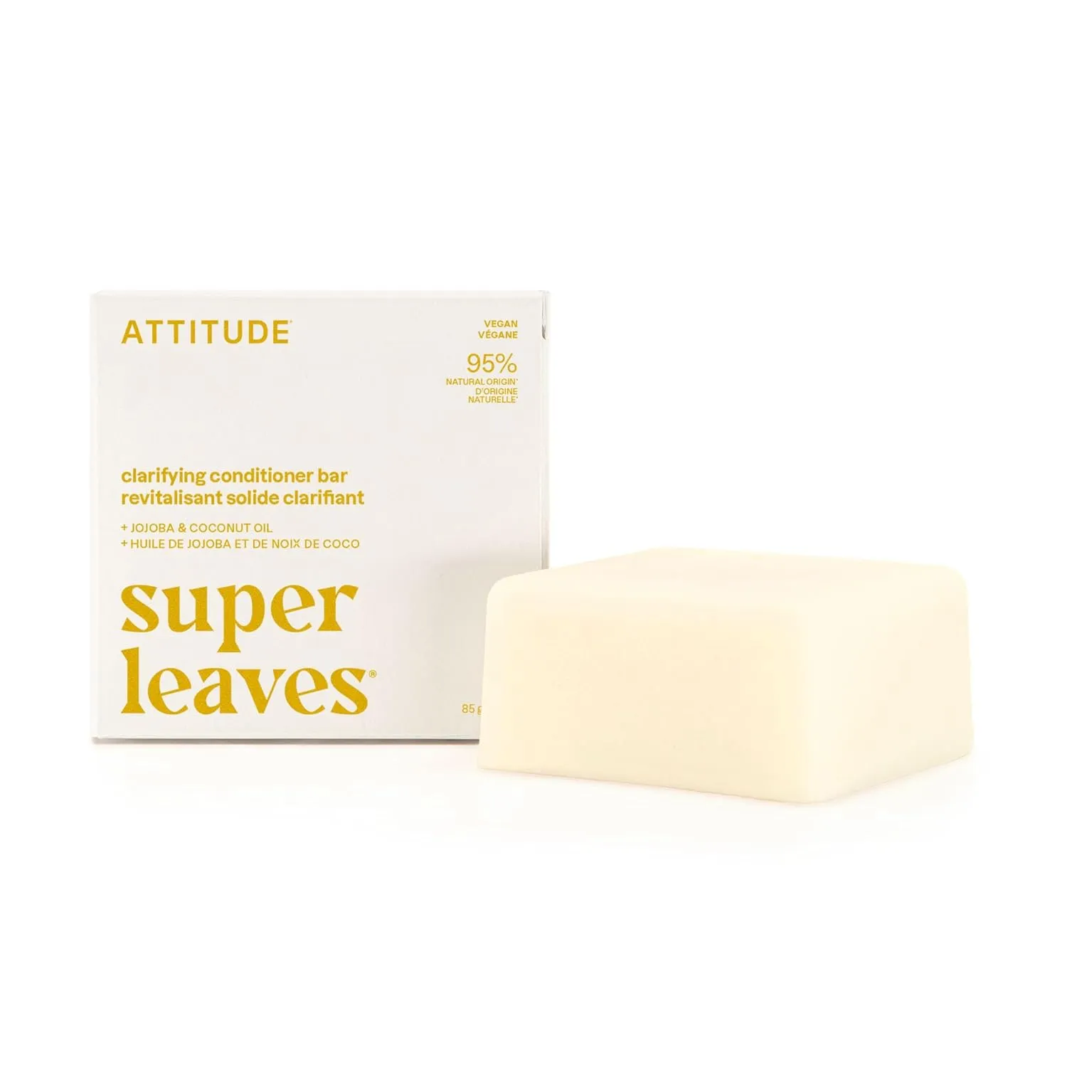 ATTITUDE Clarifying Conditioner Bar, Natural Origin, for Greasy and Oily Hair, Jojoba & Coconut Oil, Clean ingredients, Vegan, Earl Grey & Fresh Cucumber, 3 Oz