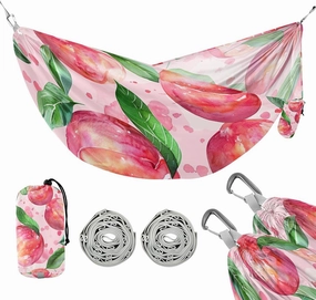 ATTX Watercolor Peach Camping Hammock - Lightweight & Portable Hammocks, Heavy Duty 330lbs Capacity for Indoor, Hiking, Backpacking, Travel, Backyard, Beach#522